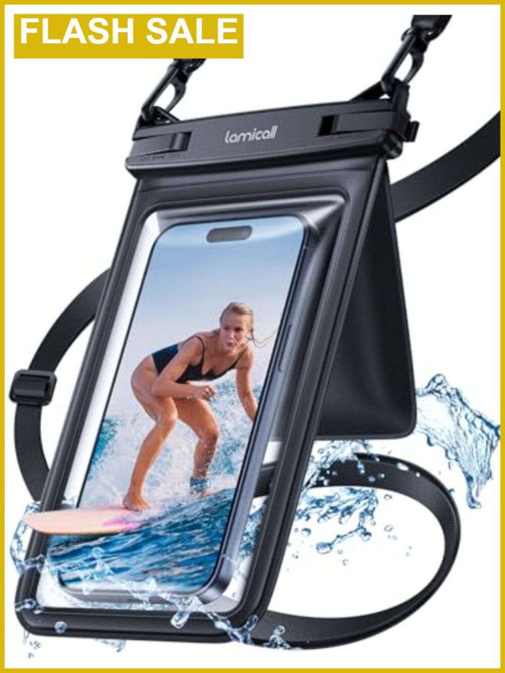 Waterproof Phone Pouch IPX8 Dry Bag Double Pocket Crossbody Lanyard